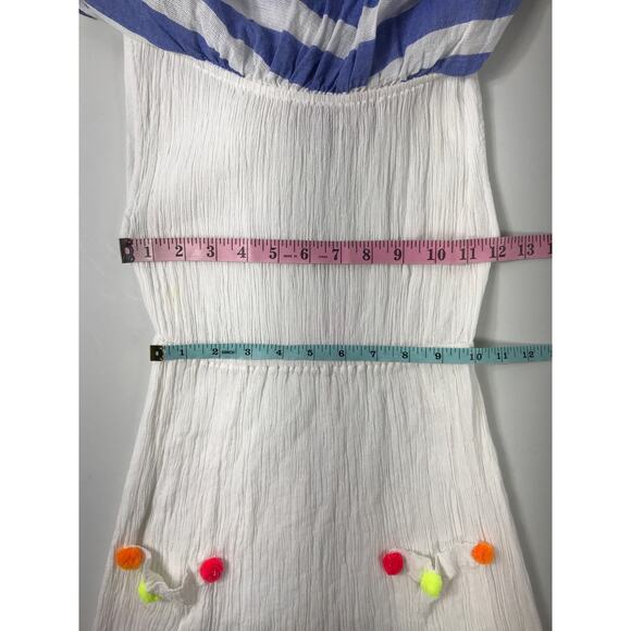 SUNDRESS Lola White Pom Pom Maxi Sun Dress Coastal Vacation Beachside Cruise - Picture 12 of 14